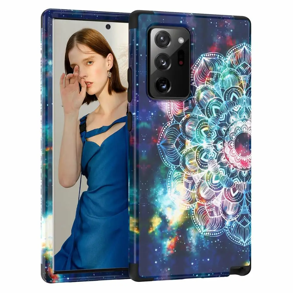 

Flower Pattern Armor Case For Samsung Galaxy Note 20 Ultra Coque 5G Heavy Duty Anti-knock Cover Note 10 S10 S9 Shockproof Case