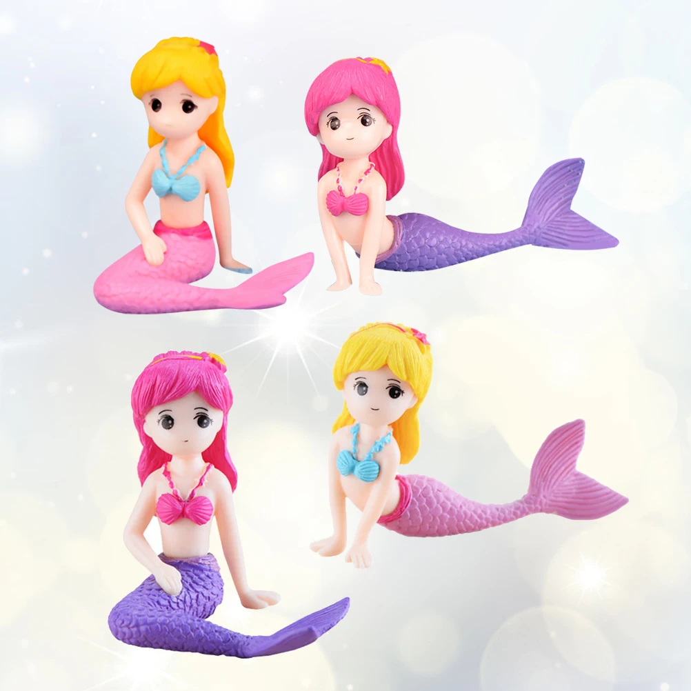 4pcs Mermaid Ornaments Underwater Artificial Model Micro Landscape Decoration for Landscape Fish Tank