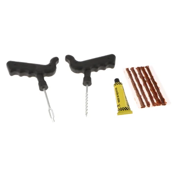 

Auto Car Tubeless Tyre Tire Puncture Repair Glue Plug Kit Needle Patch Fix Tools