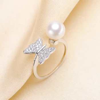 

Butterfly Style Fashion Pearl Ring Mountings, Ring Findings, Ring Jewelry Parts Fittings Charm Accessories Silver Jewellery