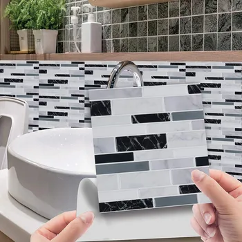 2022 New 10pc Self Adhesive Tile 3D Sticker Kitchen Bathroom Wall Sticker Decoration home decor Accessories Accesorios De Cocina 6