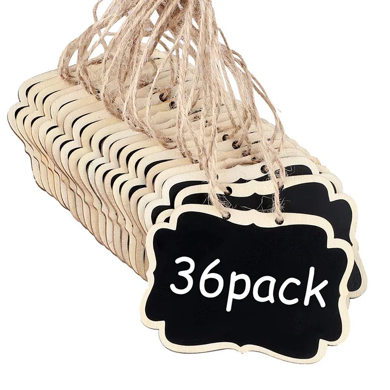 

36 PCS Mini Chalkboards Signs, 3.54 x 2.55 Inch Hanging Chalkboards Signs Message Board Signs for Decorations or Storage Sign