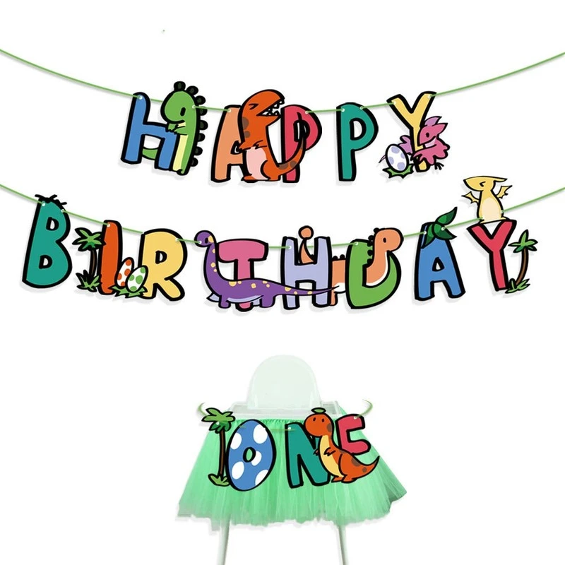Banniere De Fete D Anniversaire Dessin Anime Decor De Table Decorations De Reception Cadeau Pour Bebe Chaine En Papier Pour Premier Anniversaire Pour Garcons Aliexpress