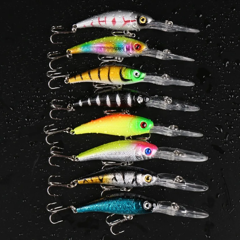 Minnow 43 шт./лот набор приманки для ловли нахлыстом Китай жесткая наживка Jia наживка воблер типа Минноу Карп 6 моделей рыболовные снасти оптом - Цвет: 8pcs set