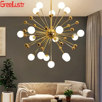 

Modern Gold Dandelion Chandelier Light Fixtures Creative Design Indoor Lighting Suspension Luminaire Loft Chandelier Lustres