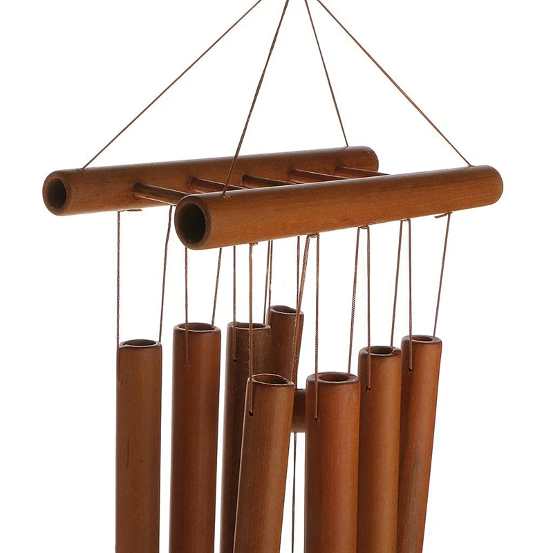 Китайские колокольчики ручной работы из бамбука с полой настроенной музыкой, Натуральный Бамбуковый колокольчик с лестницей сверху для внутреннего и наружного использования