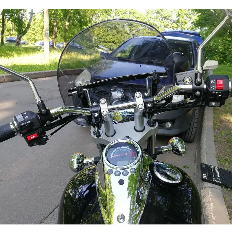 Ветровое стекло экран для 2005- Yamaha Stryker 1300 XVS1300 Roadliner Stratoliner 1900 XV1900 7/" 1" Руль Фиксированный экран