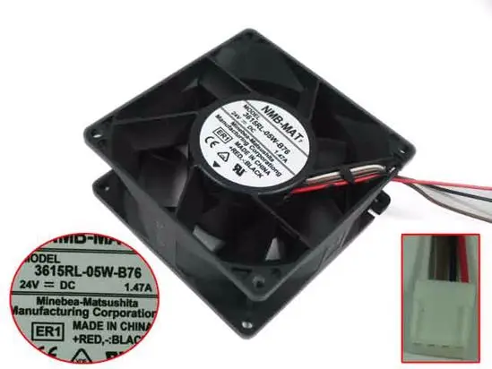 NMB-MAT 3615RL-05W-B76 ER1 DC 24V 1.47A, Размеры: 90x90x38 мм 4-провод Сервер охлаждающий вентилятор