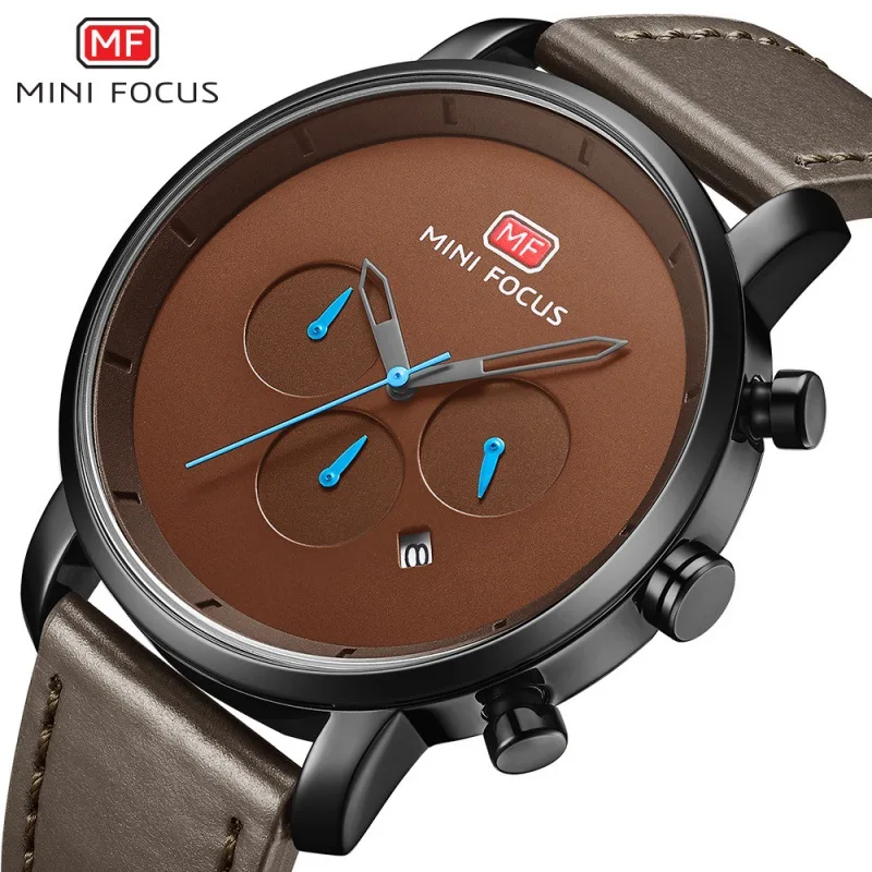 

Mini FOCUS Brand Cool Simple MEN'S Watch Multi-functional Movement Calendar Waterproof Leather Watch Strap 0102G
