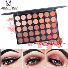 MISS ROSE Eye Shadow Cosmetics for Women Waterproof Warm Pigment Red Brown Nude Miss Rose Eyeshadow Palette