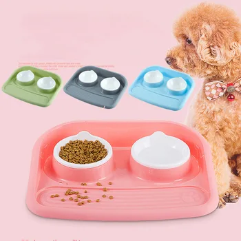 

Antibacterial Pet Dog Feeder Bowls Non-Slip Plastic Non-Spill Food Plate Dog Cat Food Feeder For Small Medium Dogs Feeding Tools
