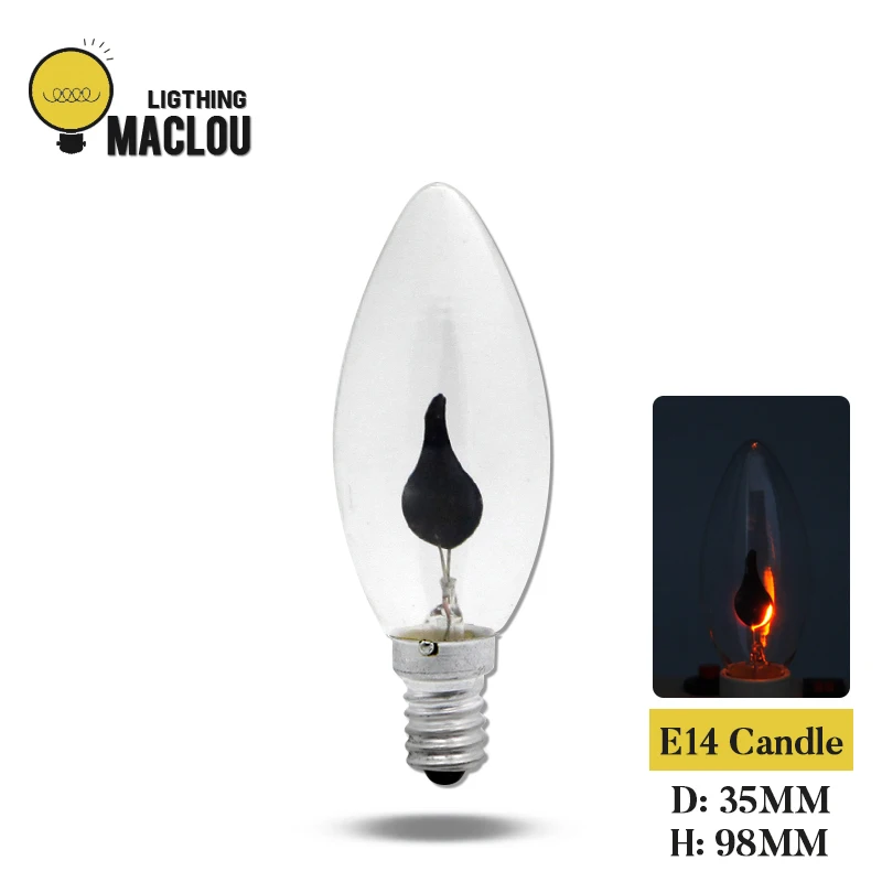 E14 Candle 5 шт. E14 E27 Светодиодный светильник Эдисона, 3 Вт, 220 В, светильник в форме свечи, винтажный светильник с эффектом мерцания, лампа в стиле ретро - Испускаемый цвет: E14 Candle