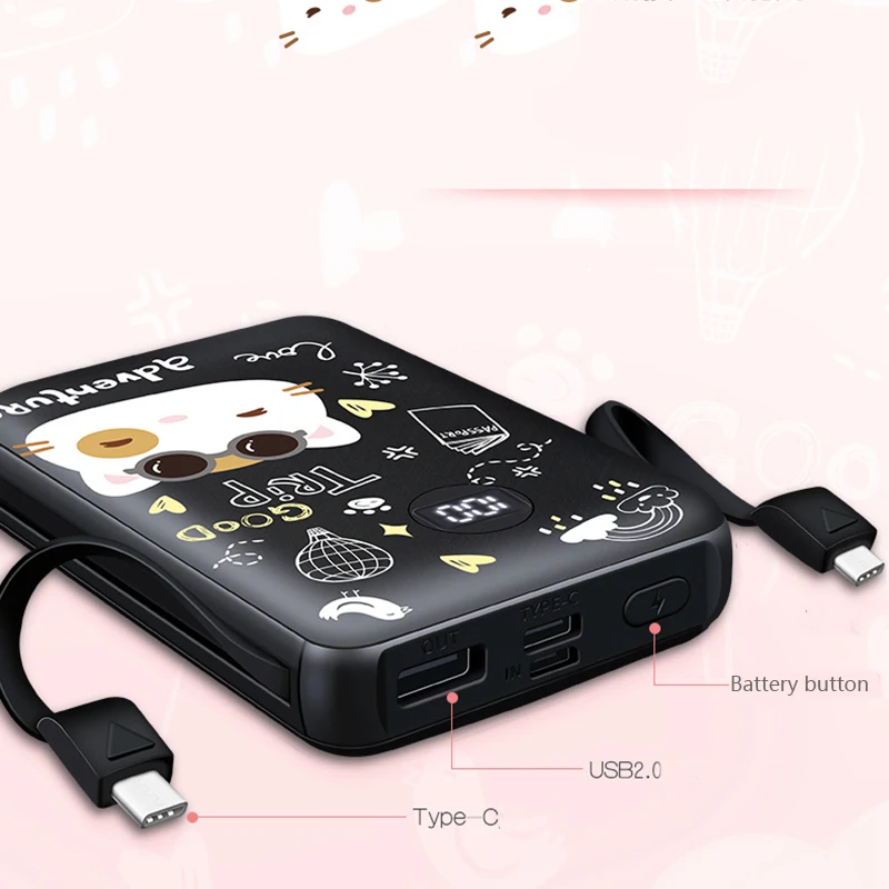 10000 mAh мини банк питания милый светодиодный цифровой дисплей Портативный зарядный внешний аккумулятор для Xiaomi Iphone