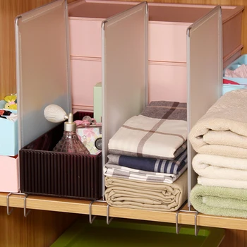 

4 Pcs Bedroom Wire Design Closet Divider Shelf Stable Removable Space Saving Clip Wardrobe PP Drawer Organizer Clothes Storage