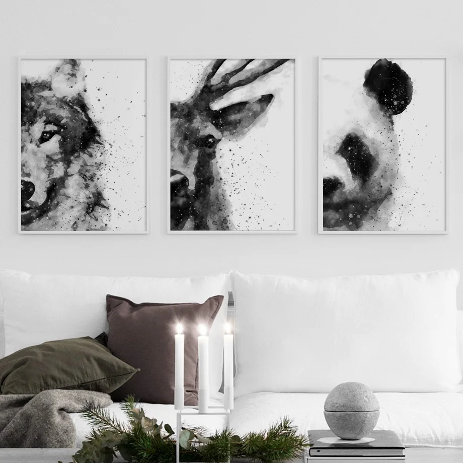 Bear-Wolf-Deer-Panda-Tiger-Raccoon-Animal-Wall-Art-Canvas-Painting-Nordic-Posters-and-Prints-Wall