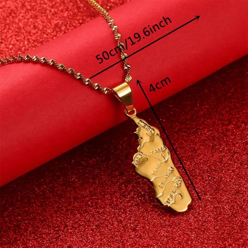 Madagascar Map Necklace Pendant Women Gold Color African Jewelry Africa Malagasy Maps 2