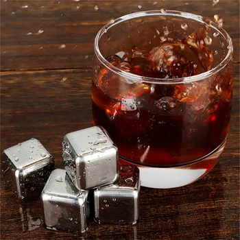 

8Pcs Bar Club wine accessories Stainless Steel Ice cube and clips Whiskey Vodka Stones Ball Ice Chiller Wine Ball