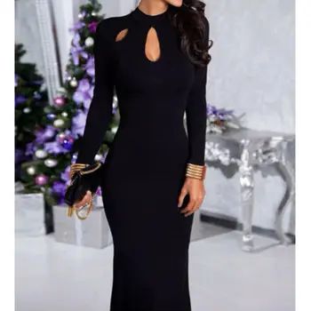 

2020 Women Elegant Bodycon Dress Office Lady OL Clothes Summer Long Sleeve Hollow Out Sexy Party Cocktail Short Dress Vestidos