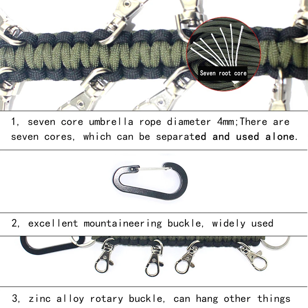 

Outdoor Key Chain Climbing Hook Bracelet Seven-core Umbrella Rope Preparation Hang Buckle Bracelet Backpack Hang Sport Key Chain