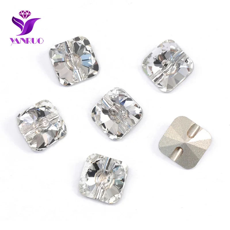 YANRUO 3009 Rivoli Square 모든 크기 크리스탈 단추 바느질 라인..