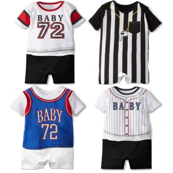 

Little Boys Sports Clothes Short Sleeve One-piece Shortalls Active Baseball Sport Clothing Soft Cotton Baby Boys Rompers Outfits