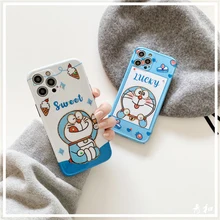 Doraemon – jolie coque de téléphone portable avec strass, étui pour iphone 12mini/12promax/11pro/8P/X/XS/XR/se/xsmax/7/8/se/ couple