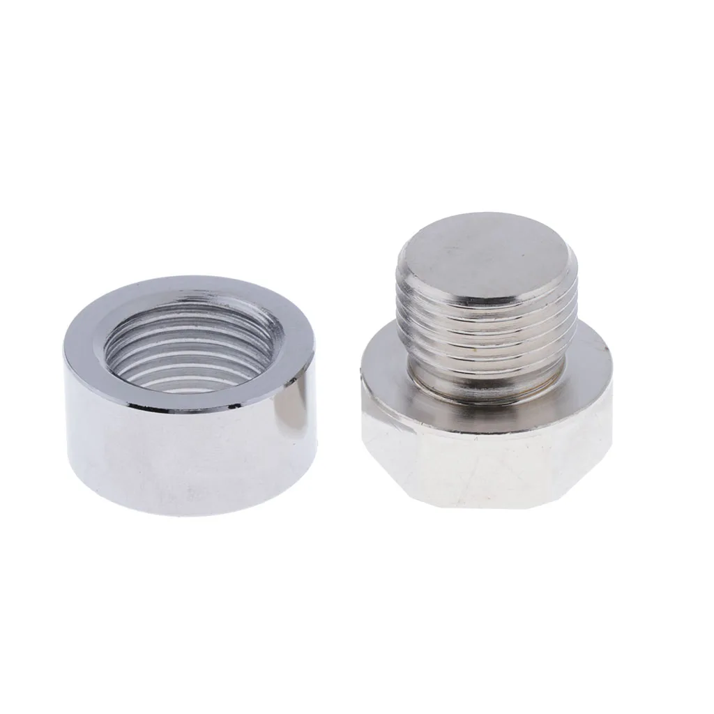 O2 Oxygen Sensor Iron Weld On Bung & Plug Wideband Nut & Cap Kit Set M18X1.5