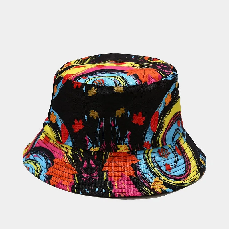 Ldslyjr Katoen Bloemen Graffiti Print Emmer Hoed Visser Hoed Outdoor Reizen Zon Cap Hoeden Voor Mannen En Vrouwen 300