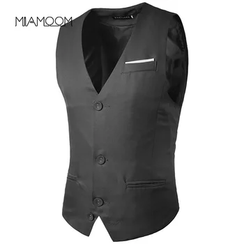 

MIAMOOM Mens Suit Vest Casual New Fashionable Single Breasted Three - Button Vest for Men