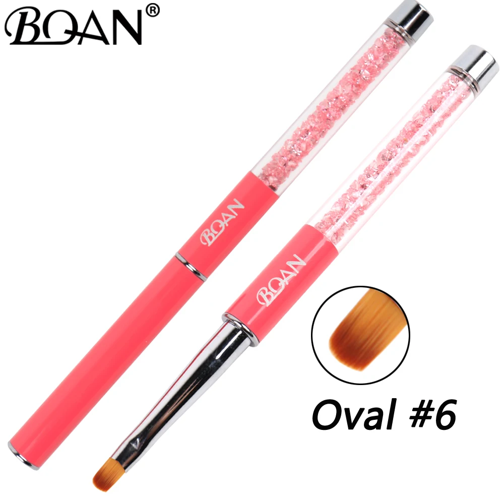 BQAN-pinceles para Gel UV, ovalados, acrílico, diseño de construcción de uñas, herramientas de madera, pluma de pincel para arte de uñas, dibujo de pintura, n. ° 6