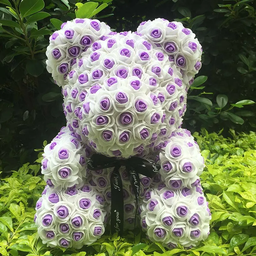 40cm No Box Красная роза медведь цветок Тедди 9 дюймов подарки на свадьбу День рождения Валентина искусственные цветы плюшевый медведь цветок Роза медведь цветы - Цвет: 40cm No Box