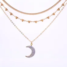 Zuowen, модное изысканное колье, ожерелье, ювелирное изделие, многослойное сердце, Луна, подвеска на шею, колье, женское,, ювелирное изделие, XL778