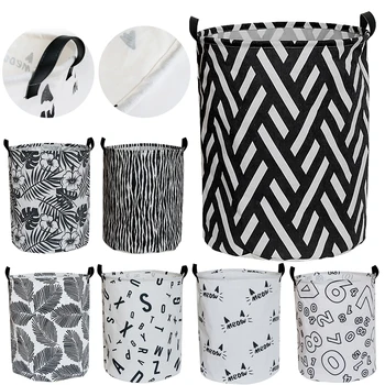 

1pcs Folding Laundry Basket Round Storage Bin Bag Large Hamper Collapsible Clothes Toy Basket Bucket Organizer Large Capacity