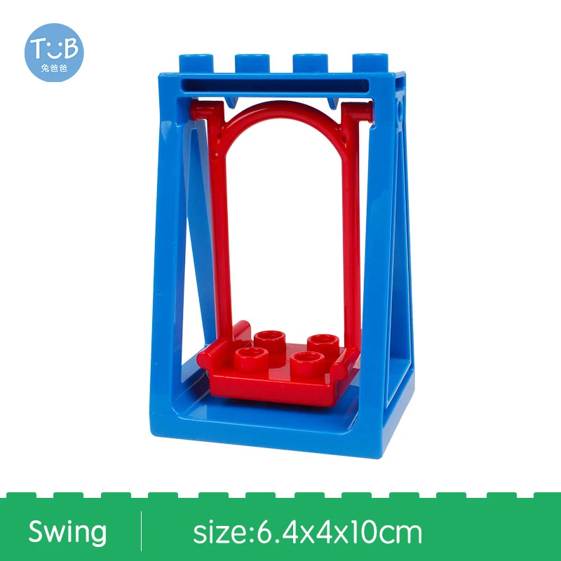 Blocks Amusement Park Accessory Slide Ladder Swing Seesaw Carousel Big Large-particle City Building Children's Gift Bricks Toy