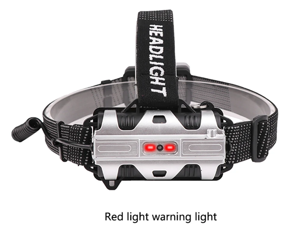 Головной светильник с датчиком движения тела, красный, белый светильник, головной светильник, перезаряжаемый через USB, налобный фонарь, без рук, светодиодный головной фонарь, аккумулятор 18650