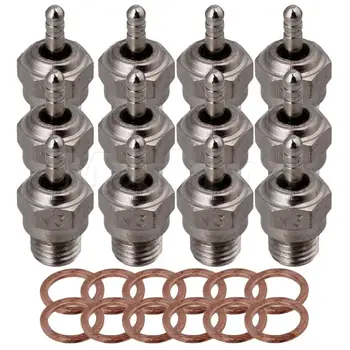 

Mxfans 12PCS Silver RC1:8 1:10 Glow Spark Plug Stainless Steel for HSP N3 15~28 Engine