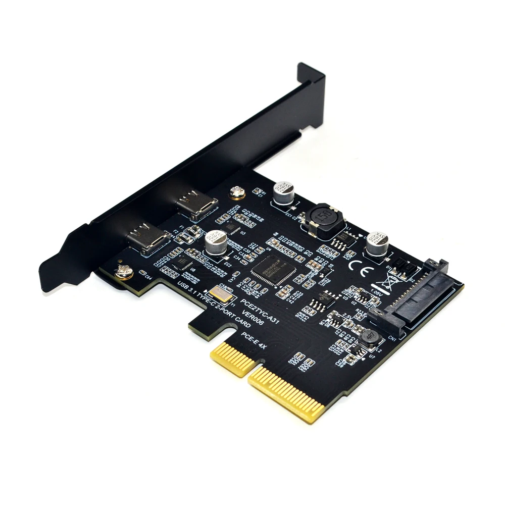 Koop USB 3.1 PCIE PCI Express Uitbreidingskaart PCI E 4X naar USB 3.1 Gen2 10Gbps 2 Poort USB C adapter ASMedia ASM3142 Chipset Voor Desktop