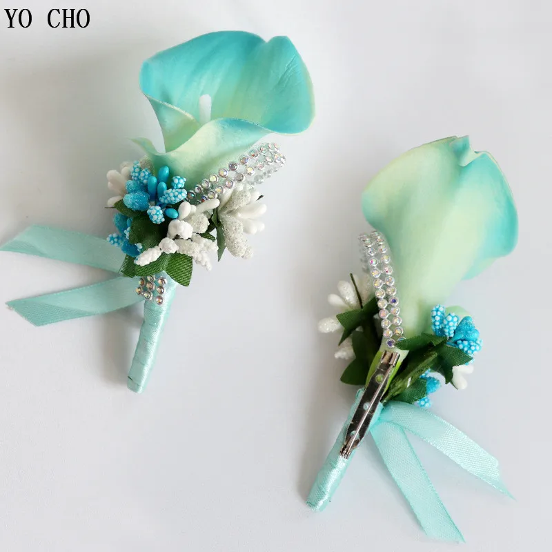 Yo Cho Boutonniere Di Cerimonia Nuziale Pu Calla Fiore Di Giglio Groomsmen Spilla Spilli Fiore Di Calla Artificiale Degli Uomini Corpetto Promenade De