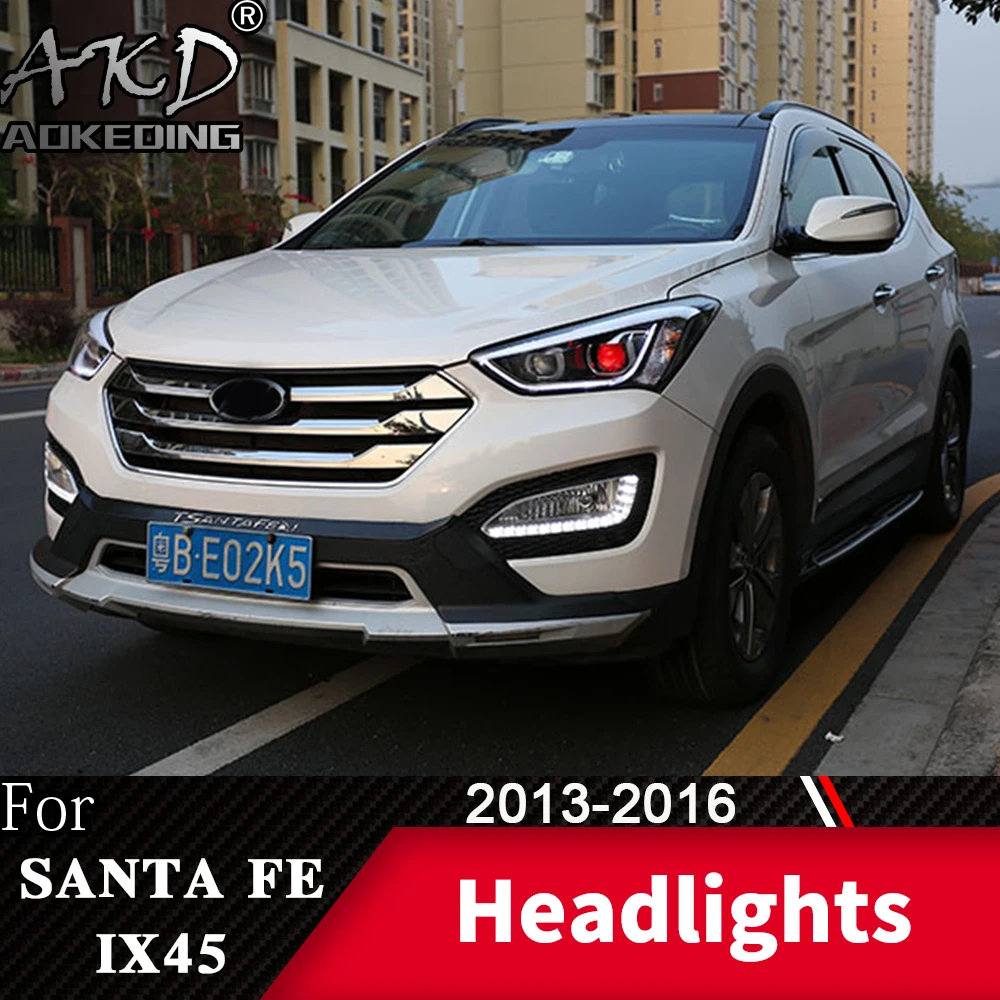 Head Lamp For Car Hyundai IX45 2013- Santa Fe Headlights Fog Lights Day Running Light DRL H7 LED Bi Xenon Bulb Car Accessory
