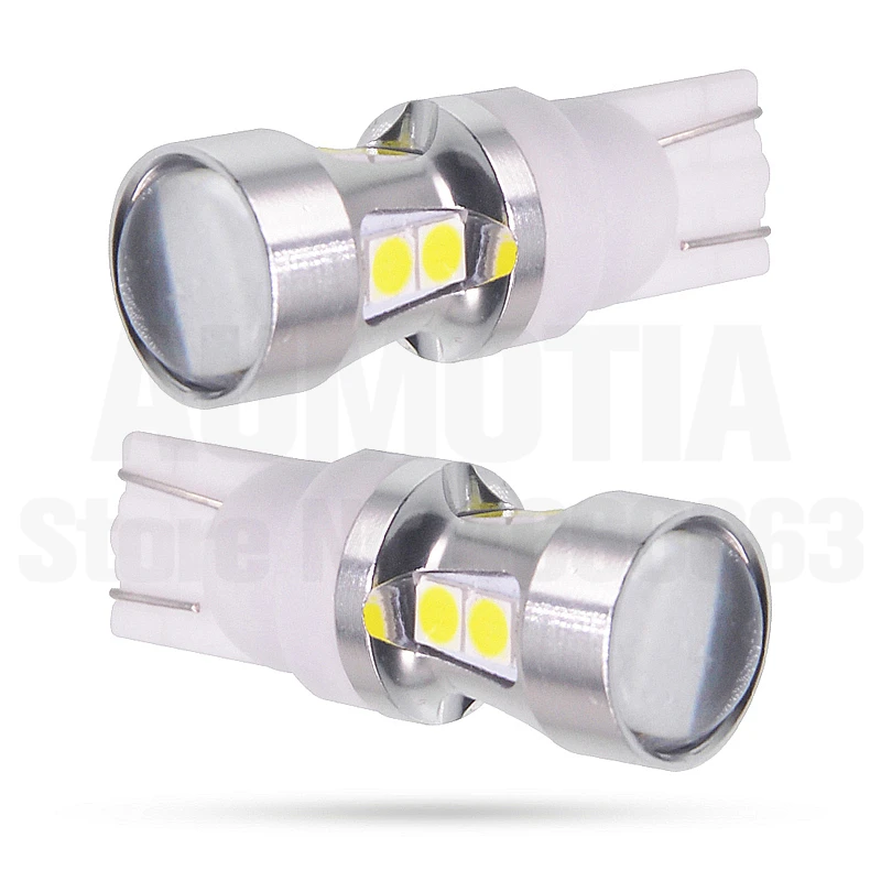 50x Автомобильный светодиодный T10 W5W 10 светодиодный 3030 SMD авто бесполярности интерьер парковка светильник внешний светильник DC9-28V объектив