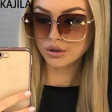 Новое поступление, большие квадратные солнцезащитные очки в виде пчелы, женские брендовые дизайнерские солнцезащитные очки в металлической оправе с градиентом, солнцезащитные очки для женщин UV400 1843