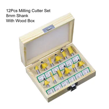 

12Pcs/Set Milling Cutter Machine Tools Set Router Bit for Woodworking Cutters Carbide Shank Wood Trimming Engraving Tool