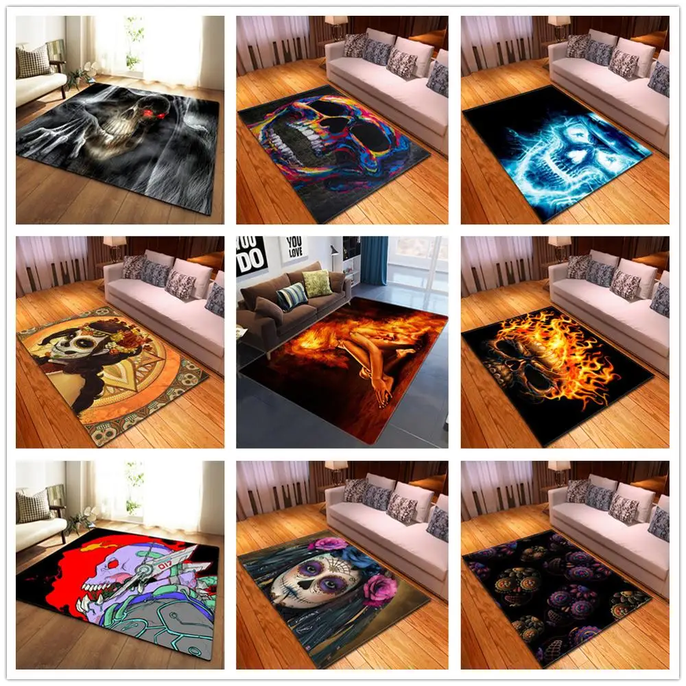 

New Skull Series Printed 3D Carpets for Living room Area Rugs Home Decor tapetes Parlor Tea table Floor Mat Hallway Aisle Carpet