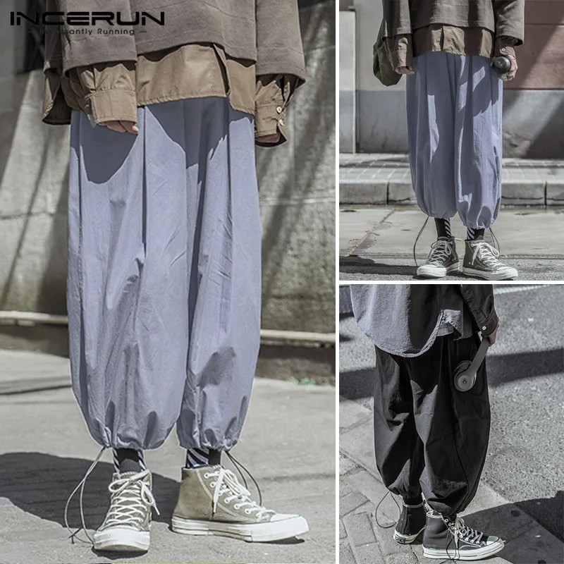 

INCERUN 2020 New Mens Loose Elastic Waist Pants Summer Sweatpants Harem Joggers Man Pockets Bloomers Drawstring Trousers 5XL