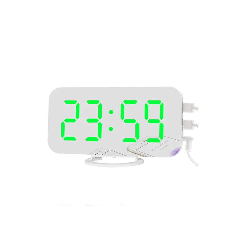 Светодиодный Будильник часы USB зарядка электронные цифровые часы настенные Horloge 3D украшение дома для офисного стола часы - Цвет: Серый