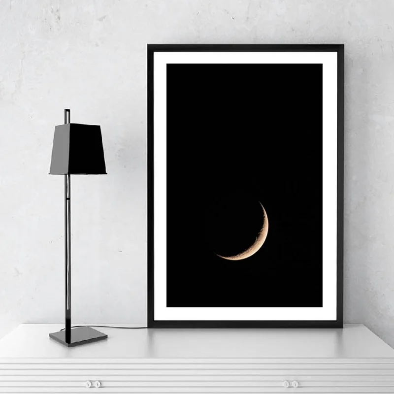 

Starry Canvas Prints Night View Scene Poster and Print Landscape Picture Minimalist Black and White Moon Wall Art Painting
