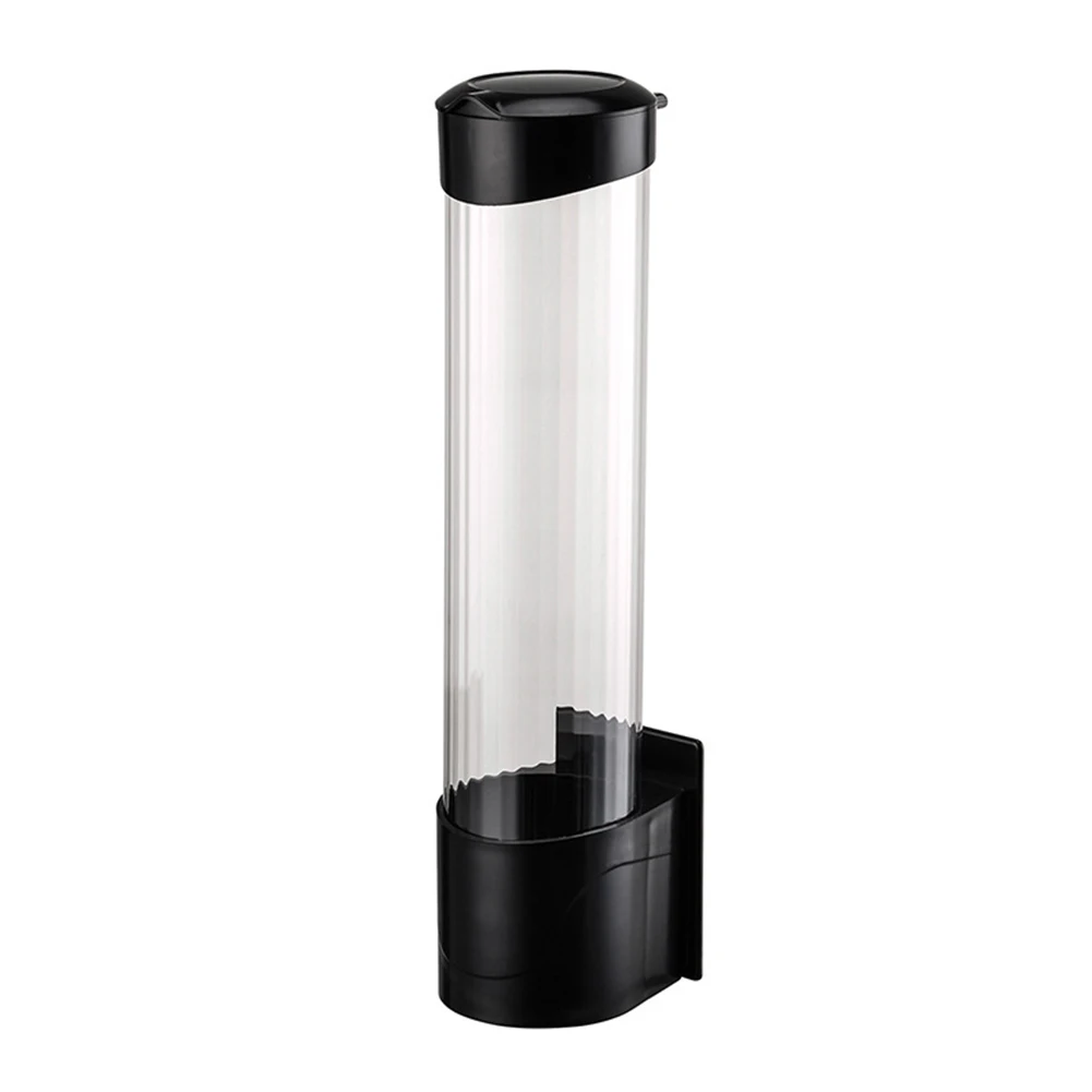 Party Supplies Living Room Wall Mounted Storage Rack Plastic Cup Dispenser Large Capacity Anti Dust Office Transparent Hotel - Цвет: Черный