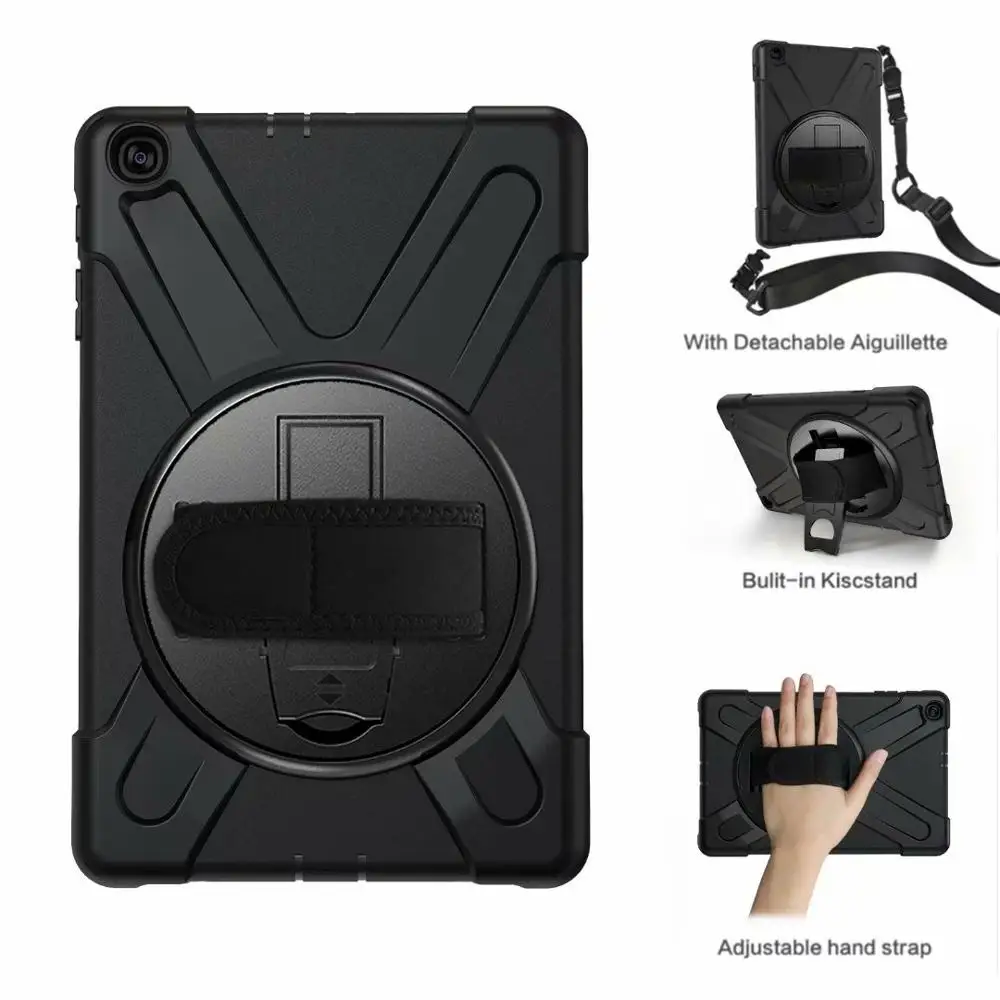 360 Di Rotazione Silicone Caso Tablet Per Samsung Galaxy Tab 10.1 "2019 Sm-T510 T515 Hand Strap & Cavalletto Protettiva Copertura
