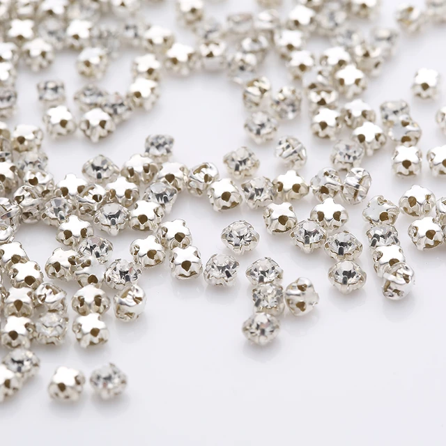 3mm200pcs Mix Color Sew on Rhinestones with Silver Metal Base