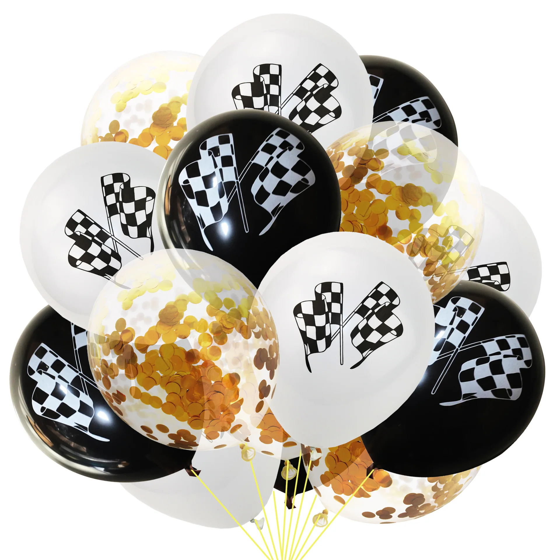 

Checkered Racing Car Balloons Black White Racing Flag Latex Balloons Confetti Balloons for Race Car Themed Birthday Party Decor